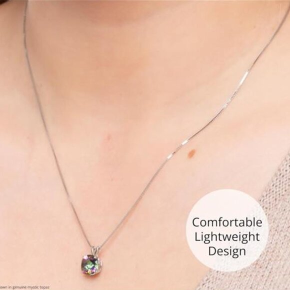 Citrine Cushion Cut Birthstone | 925 Sterling Silver | Necklace For Women | 6mm - Picture 5 of 5